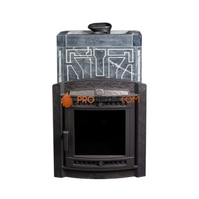 Чугунная печь для бани Атмосфера XL в облицовке Талькохлорит узор №7