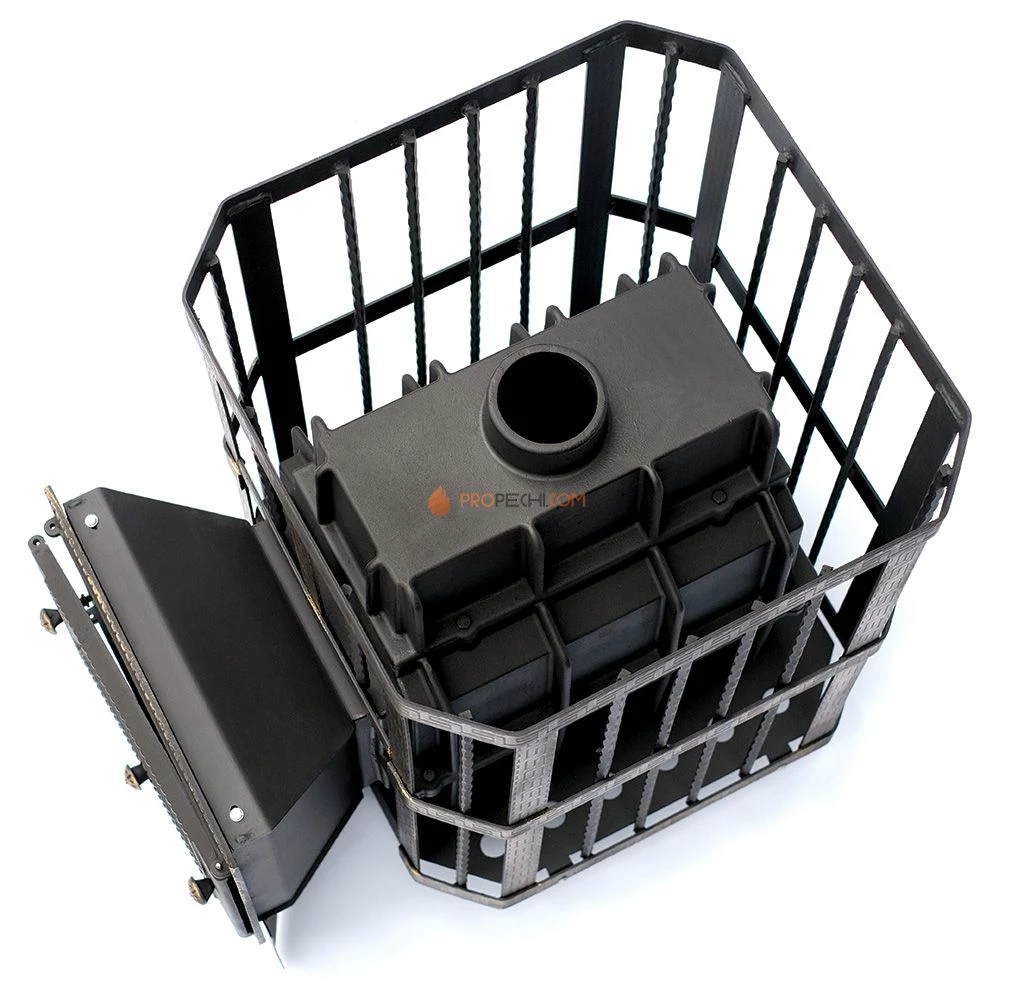 Чугунная банная печь "Сибирь-32" с каминной дверцей