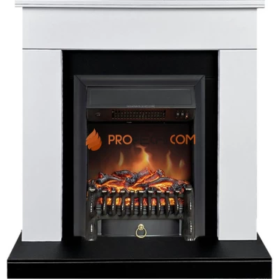 Каминокомплект Royal Flame Bergen (Разборный) - Белый с черным (Ширина 900 мм) с очагом Fobos FX Black
