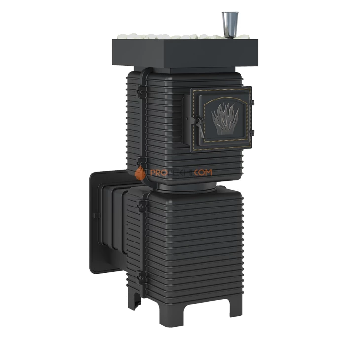 Чугунная печь для бани Эверест Легкий пар Профи под обкладку (по серому)