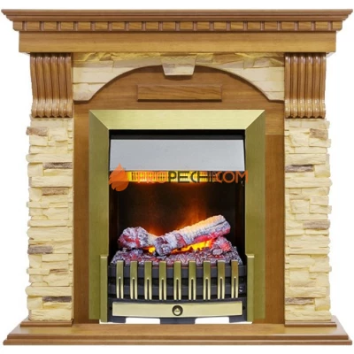Каминокомплект Dimplex Dublin - Дуб / Сланец с очагом Danville Antique Brass FB2