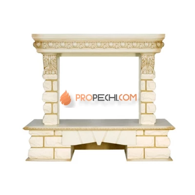 Портал Royal Flame Pierre Luxe LORD - Слоновая кость / Белый