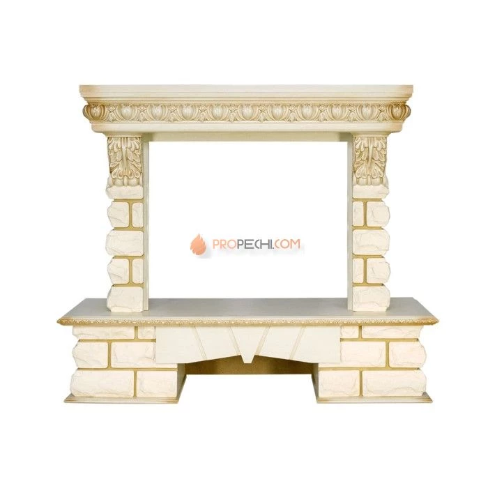 Каминокомплект Royal Flame Pierre Luxe LORD - Слоновая кость / Белый с Электрическим очагом Royal Flame Emerald 28