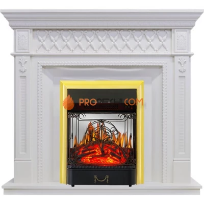 Каминокомплект Royal Flame Alexandria - Белый дуб с очагом Majestic FX M Brass