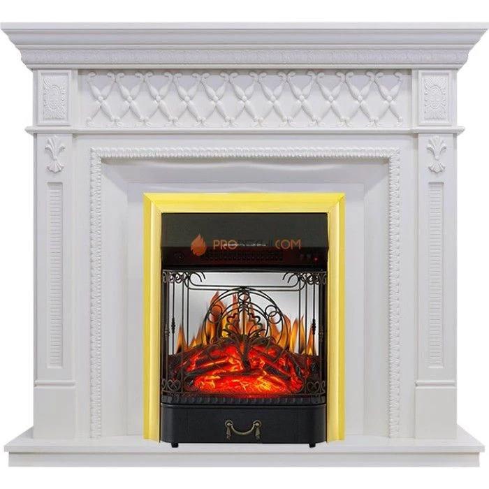 Каминокомплект Royal Flame Alexandria - Белый дуб с очагом Majestic FX M Brass