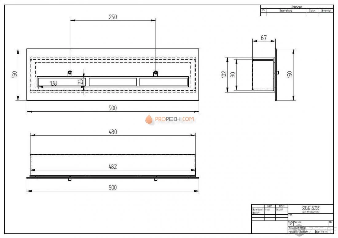 Прямоугольный контейнер Zefire 500 с крышкой внутри