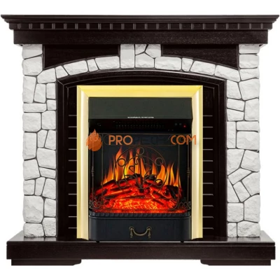Каминокомплект Royal Flame Glasgow - Венге / Белый с очагом Majestic FX Brass