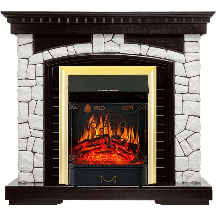 Каминокомплект Royal Flame Glasgow - Венге / Белый с очагом Majestic FX Brass