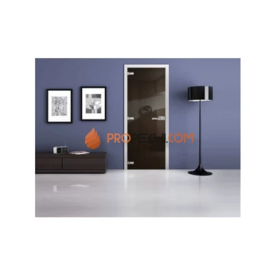 Стеклянная межкомнатная дверь DoorWood с фотопечатью Ral 8019, 2000х600 мм