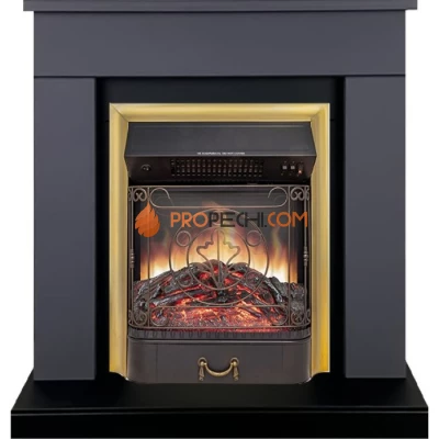 Каминокомплект Royal Flame Bergen (Разборный) - Серый графит (Ширина 900 мм) с очагом Majestic FX M Brass