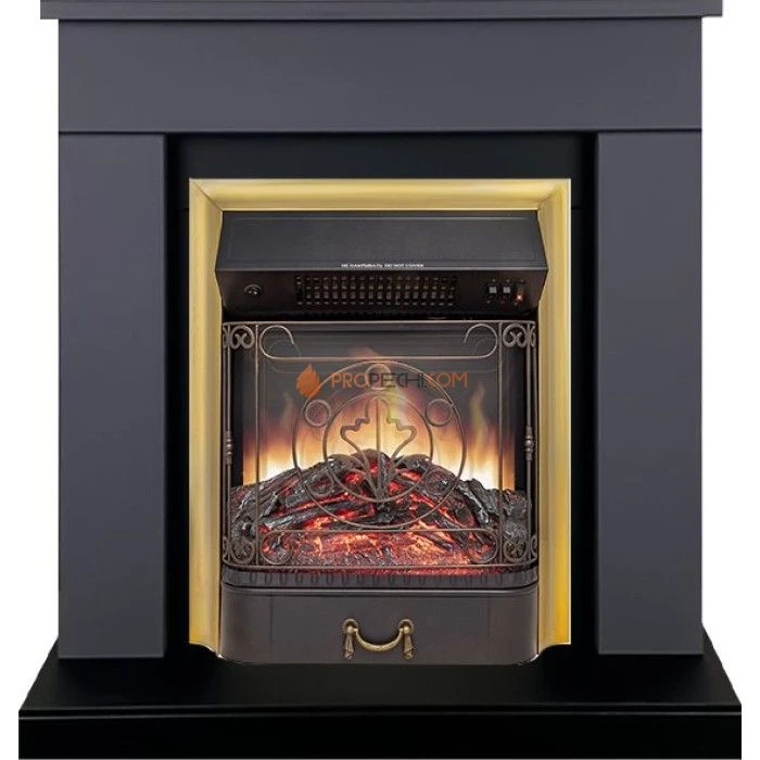 Каминокомплект Royal Flame Bergen (Разборный) - Серый графит (Ширина 900 мм) с очагом Majestic FX M Brass