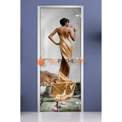 Стеклянная межкомнатная дверь DoorWood с фотопечатью Woman-12, 2000х800 мм