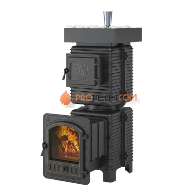 Чугунная печь для бани Эверест Легкий пар Профи под обкладку (по серому)