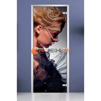 Стеклянная межкомнатная дверь DoorWood с фотопечатью Woman-18, 2000х700 мм