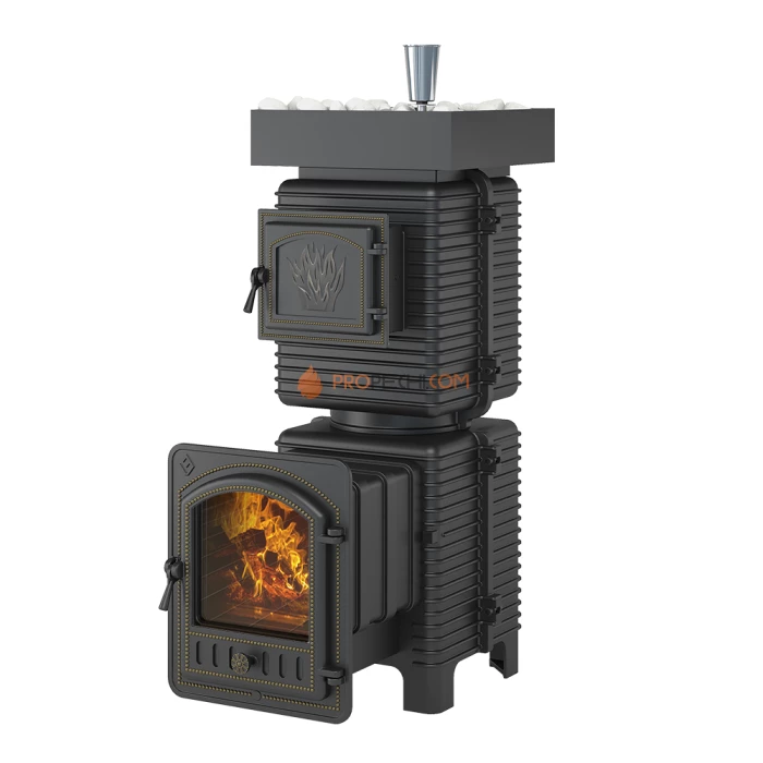 Чугунная печь для бани Эверест Легкий пар Профи под обкладку (по серому)