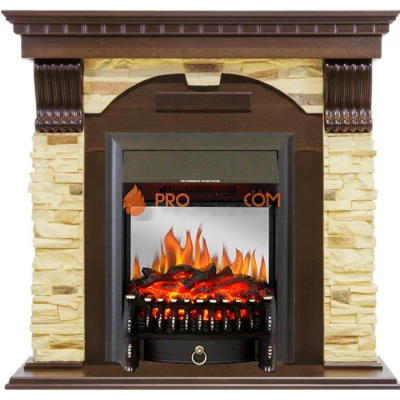 Каминокомплект Royal Flame Dublin - Темный дуб / Сланец с очагом Fobos FX M Black