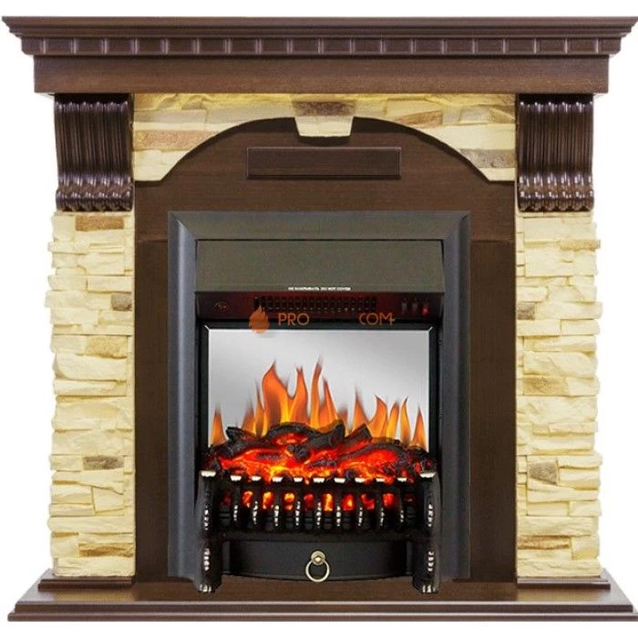 Каминокомплект Royal Flame Dublin - Темный дуб / Сланец с очагом Fobos FX M Black