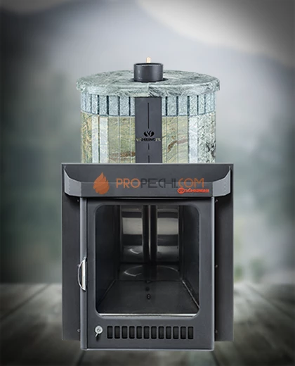 Банная печь Ферингер ПФ Оптима Жадеит перенесенный рисунок + Жадеит бучардированный