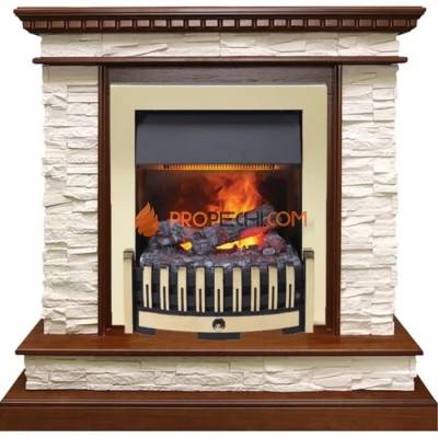 Каминокомплект Dimplex Calgary - Дуб / Сланец беженый с очагом Danville Brass FB2