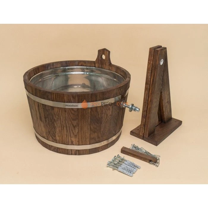 Обливное устройство Woodson с нержавеющей вставкой, 17 л., дуб в темном