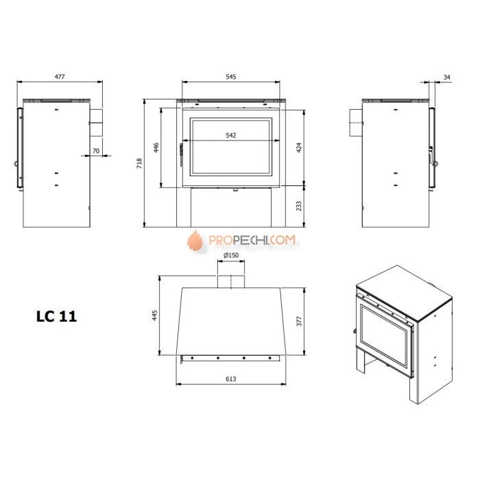 Печь-камин Kratki Koza/LC11