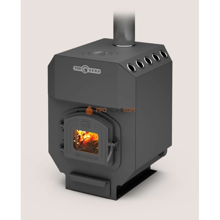 Отопительная печь Теплодар ТОП-Аква 150 с водяным контуром и чугунной дверцей