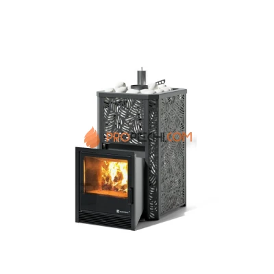 Дровяная печь для бани ИзиСтим Ялта 15/2024 в кожухе Модерн черный