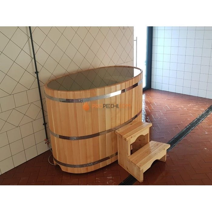Купель овальная НКЗ из кедра, 100x120x200 см / 40 мм