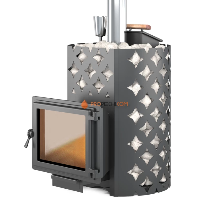 Печь для бани Этна 18 (Панорама) "М" Закрытая каменка