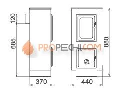 Печь-камин Thorma Merano, черный/серый