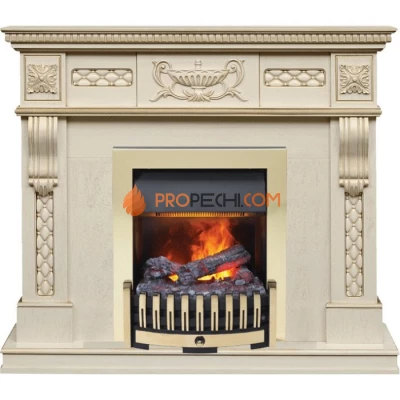 Каминокомплект Dimplex Corsica - Слоновая кость с патиной (Ширина 1100) с очагом Danville Brass FB2