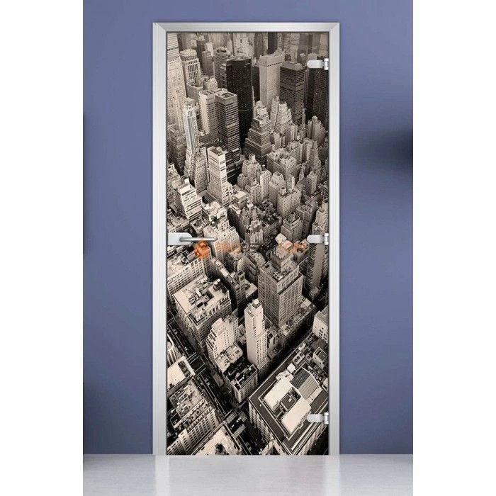 Стеклянная межкомнатная дверь DoorWood с фотопечатью City-05, 2000х800 мм