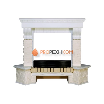 Портал Royal Flame Pierre Luxe угловой - Белый / Сланец белый