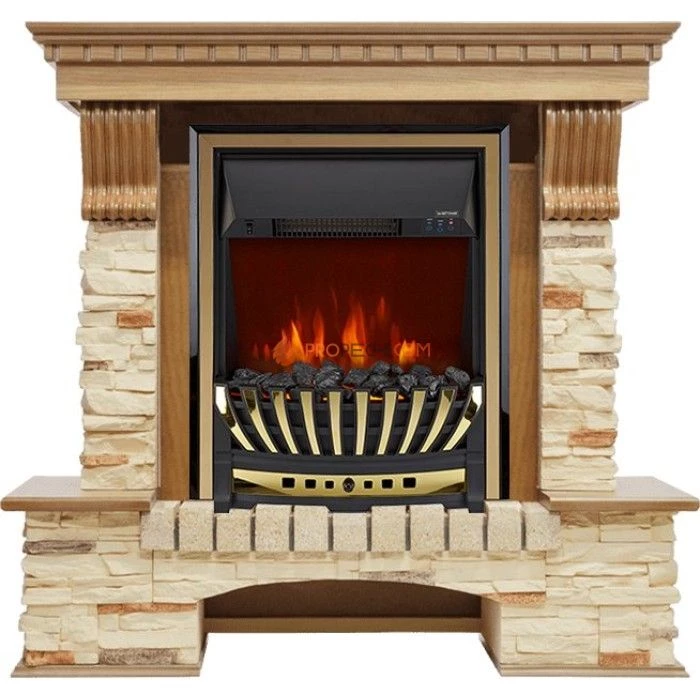 Каминокомплект Royal Flame Pierre Luxe - Дуб / Сланец с очагом Aspen Gold