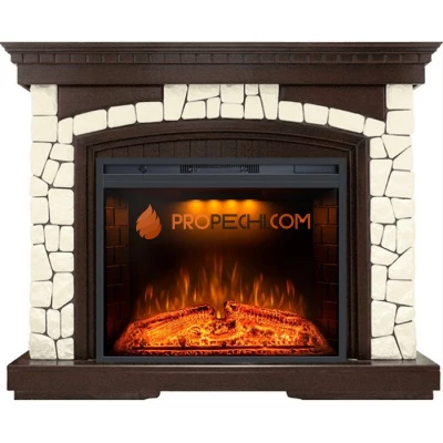 Каминокомплект Royal Flame Glasgow - Темный дуб / Белый (Высота 1100мм) с Электрическим очагом Royal Flame Emerald 28