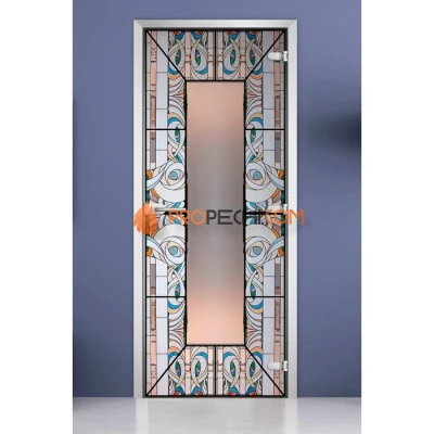 Стеклянная межкомнатная дверь DoorWood с фотопечатью Stained Glass-18, 2000х600 мм