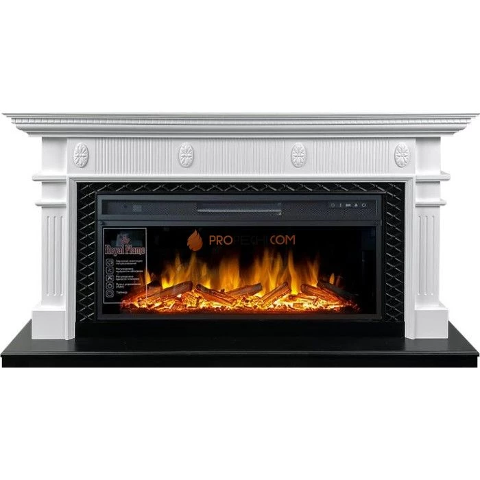Каминокомплект Royal Flame Carlyle - Белый с черным с очагом Vision 42 LOG LED