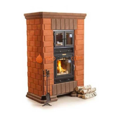 Печь-камин КДМ КИВ с духовкой шоколадные вставки