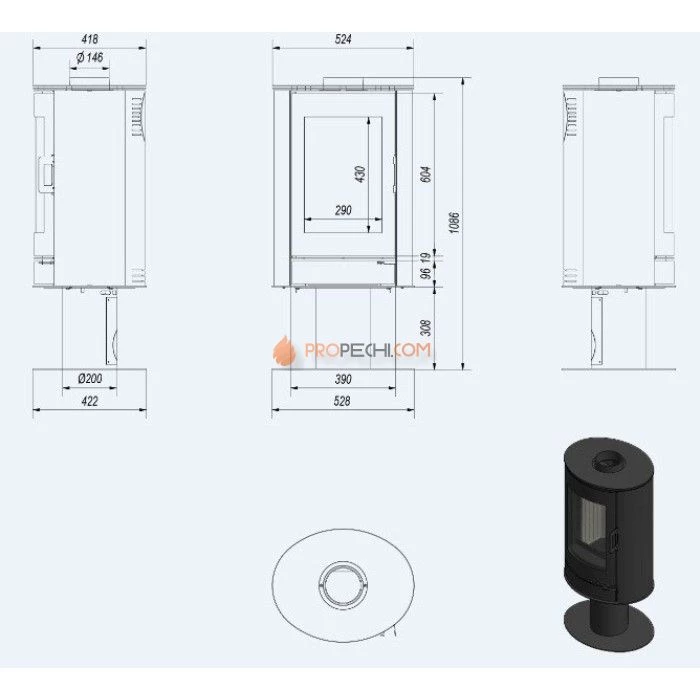 Печь-камин Kratki Koza/AB/S/N