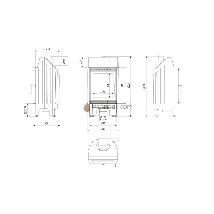 Каминная топка стальная Kratki Blanka (8 кВт)