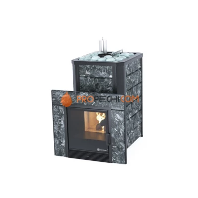 Дровяная печь для бани ИзиСтим Ялта 15 К в камне Пироксенит