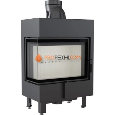 Каминная топка стальная Kratki LUCY/12/L/BS (угловое стекло слева) (12 кВт)