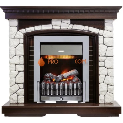 Каминокомплект Dimplex Glasgow - Темный дуб / Белый с очагом Danville Chrome FB2