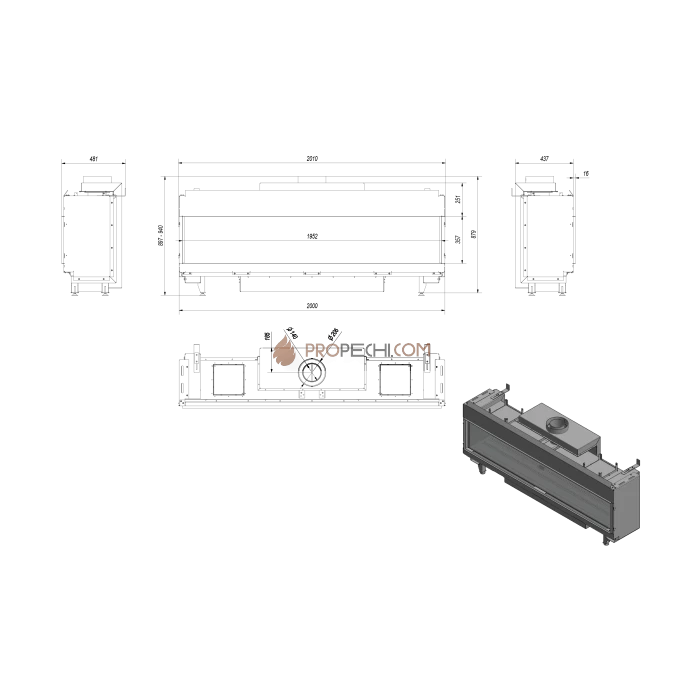 Газовая топка Kratki LEO/200/LPG (баллонный газ) (17 кВт)