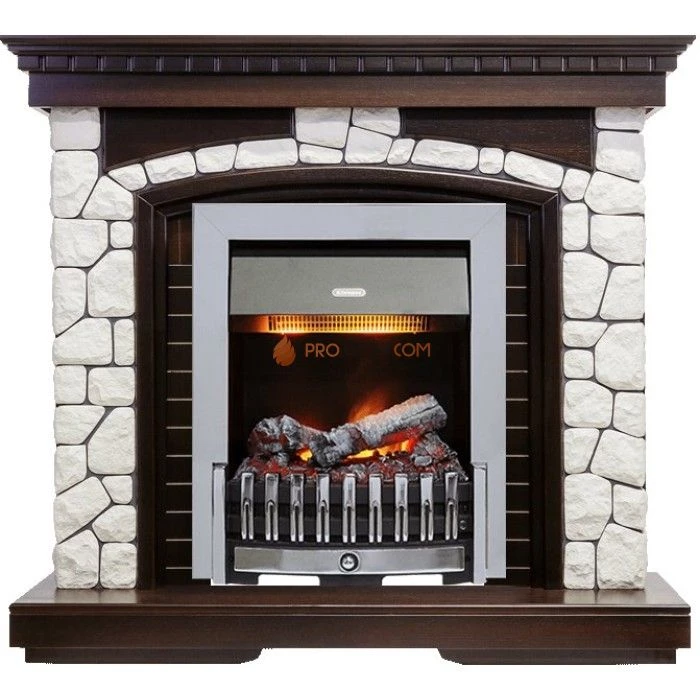 Каминокомплект Dimplex Glasgow - Темный дуб / Белый с очагом Danville Chrome FB2