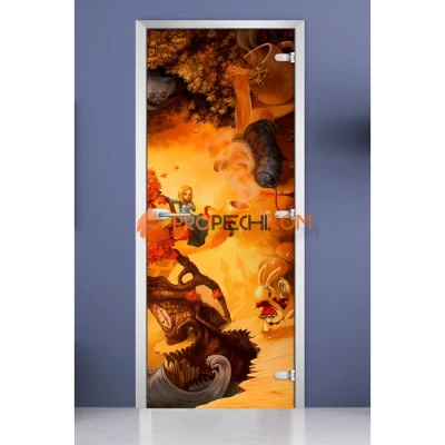 Стеклянная межкомнатная дверь DoorWood с фотопечатью Kids-08, 2000х600 мм