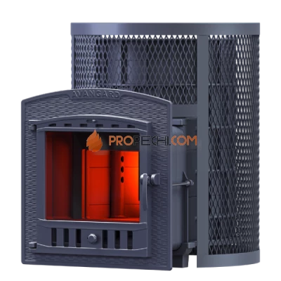 Чугунная печь для бани Гефест Авангард 24П2 в круглой сетке