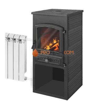 Камин ЭТНА (БКД) с плитой и т/о Антрацит D115мм