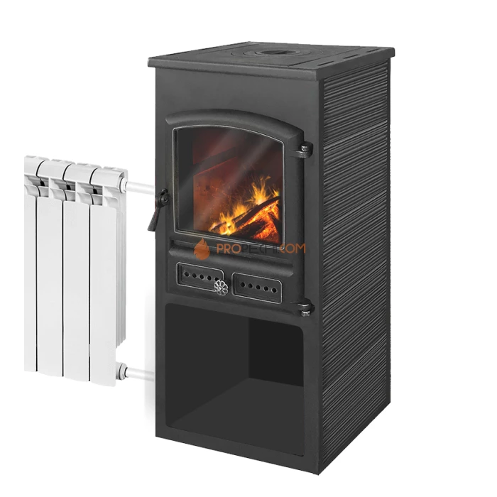 Камин ЭТНА (БКД) с плитой и т/о Антрацит D115мм