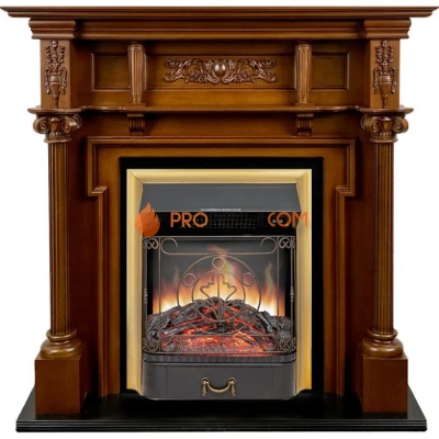 Каминокомплект Royal Flame Oxford - Орех с очагом Majestic FX Brass